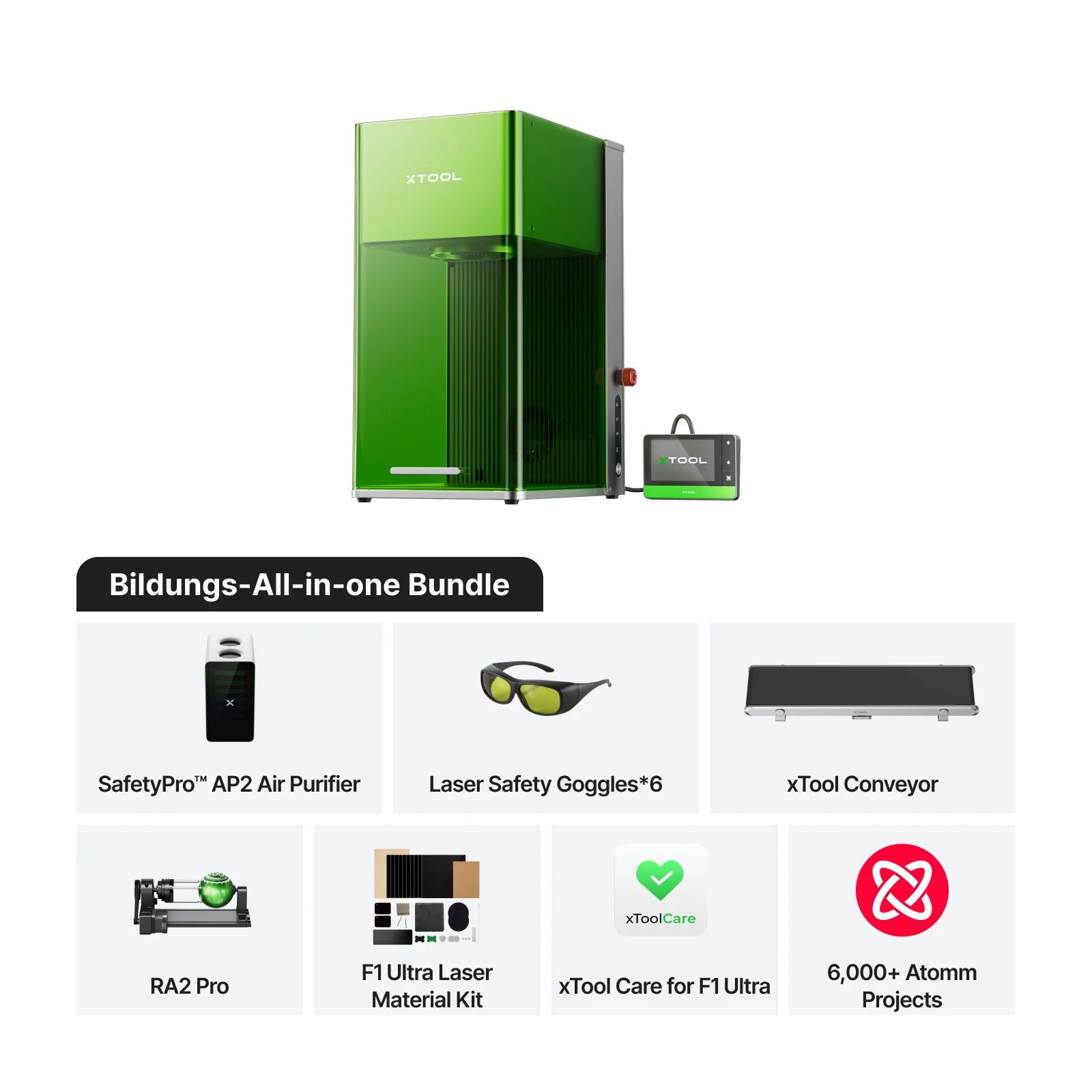 xTool F1 Ultra 20W Fiber- und Dioden-Dual-Laser-Gravierer für den Bildungsbereich